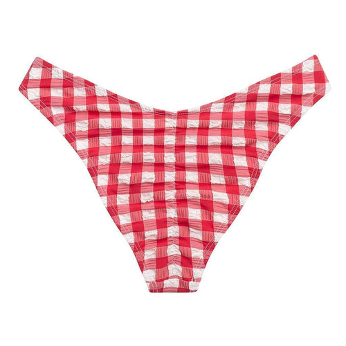 Red Gingham Lulu Scrunch Bikini Bottom | Montce Swim