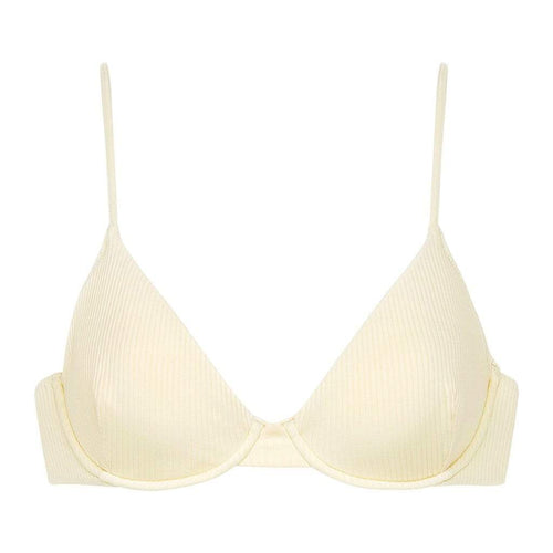 Cream Rib Dainty Bikini Top | White Swimsuit | Montce Swim