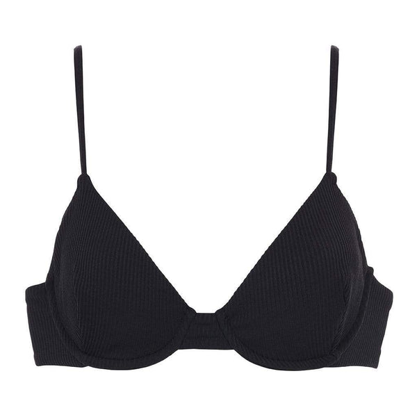 Montce – Black Rib Dainty Bikini Top | Black Swimsuit | Montce Swim