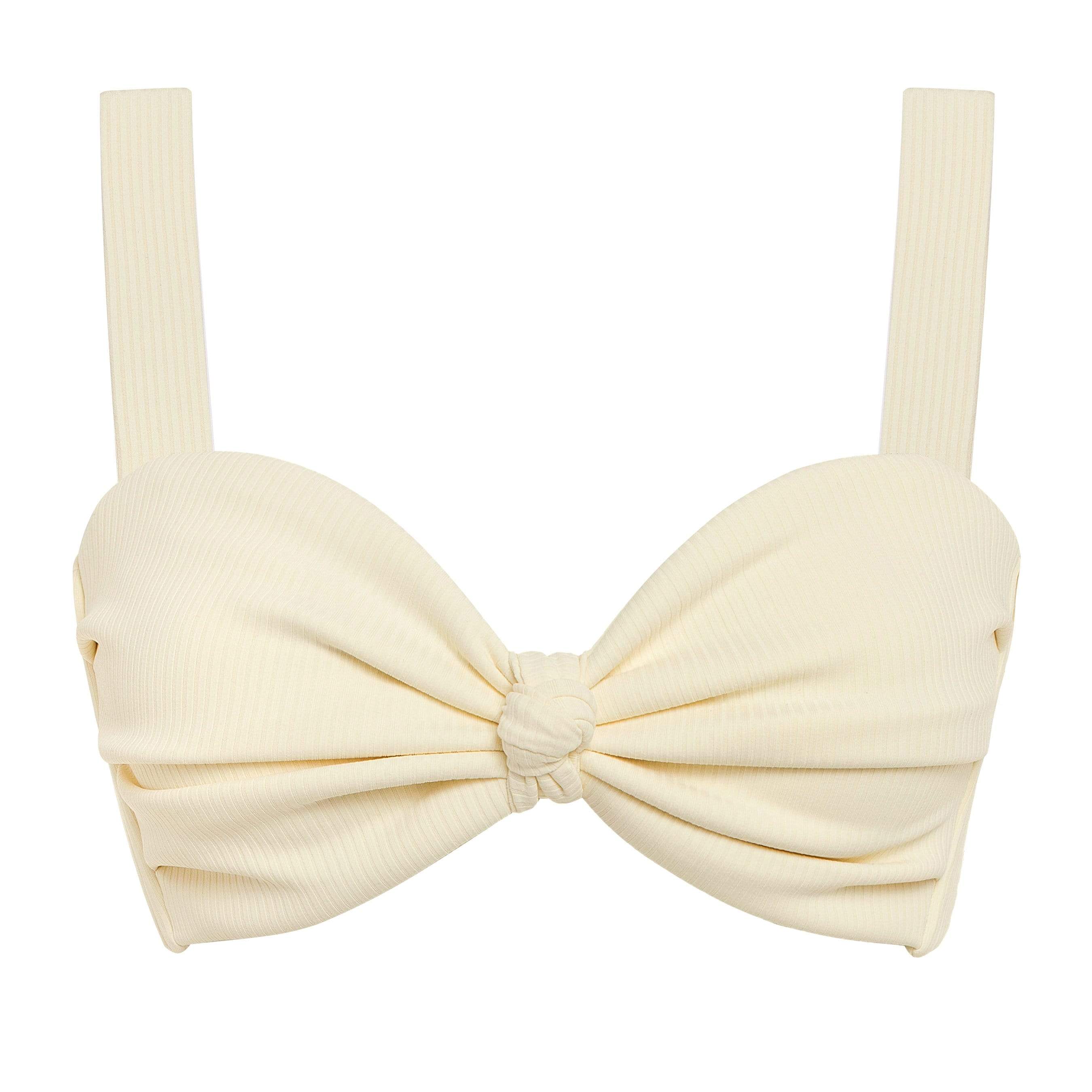 Cream Rib Lulu Bikini Bottom, White Swimsuit