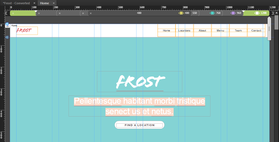Adobe Muse missing text highlighted