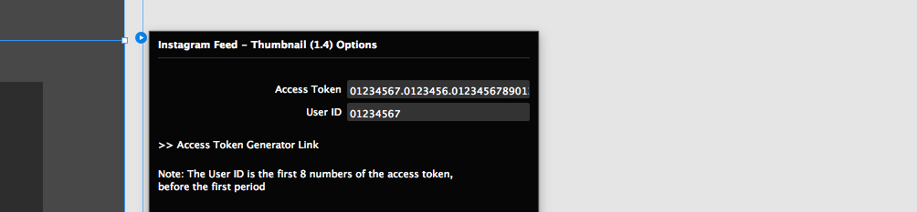 access token and user id into the instagram feed v1 4 widget the user id is simply the first section of the access token before the first period - instagram access token generator to create your instagram token