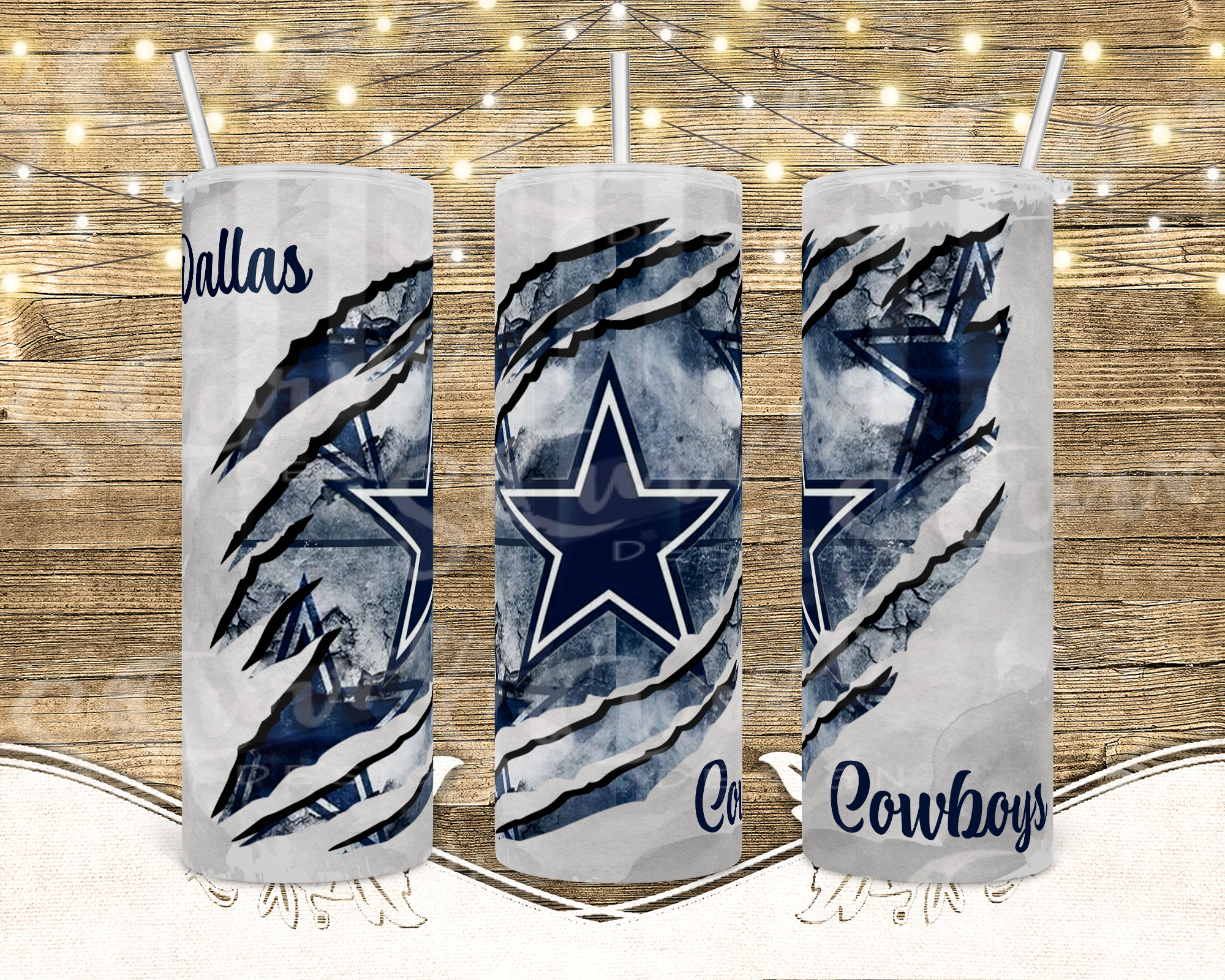 Dallas Cowboys Zipper 20oz Skinny Tumbler Template PNG