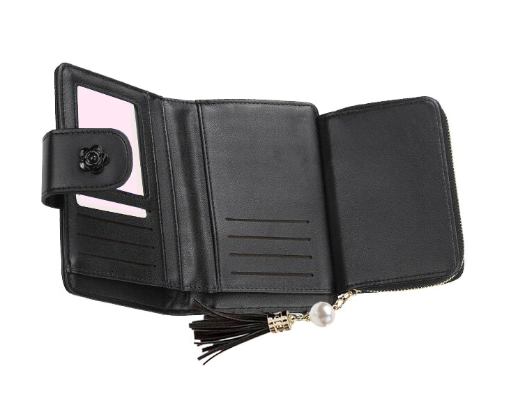 Black Zip Around Vara Bow Wallet – STYLISHTOP