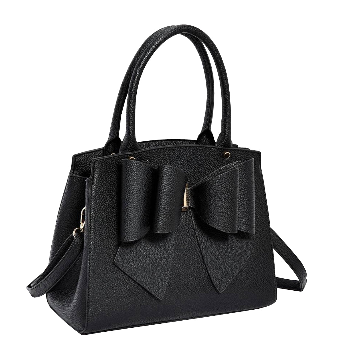 Black Bow Handbag | Black Vegan Leather Bag | Black Bow Satchel Bag ...