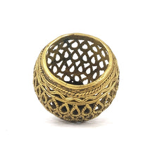 Load image into Gallery viewer, Round Designer Brass Metal Pen Holder made in Dhokra Art, Bastar Art, tilted top view 