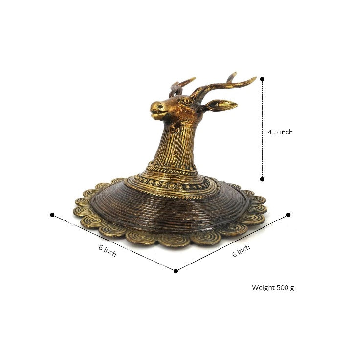 Brass Dual Tone Deer Head (Bronze color, 7.5 inch)
