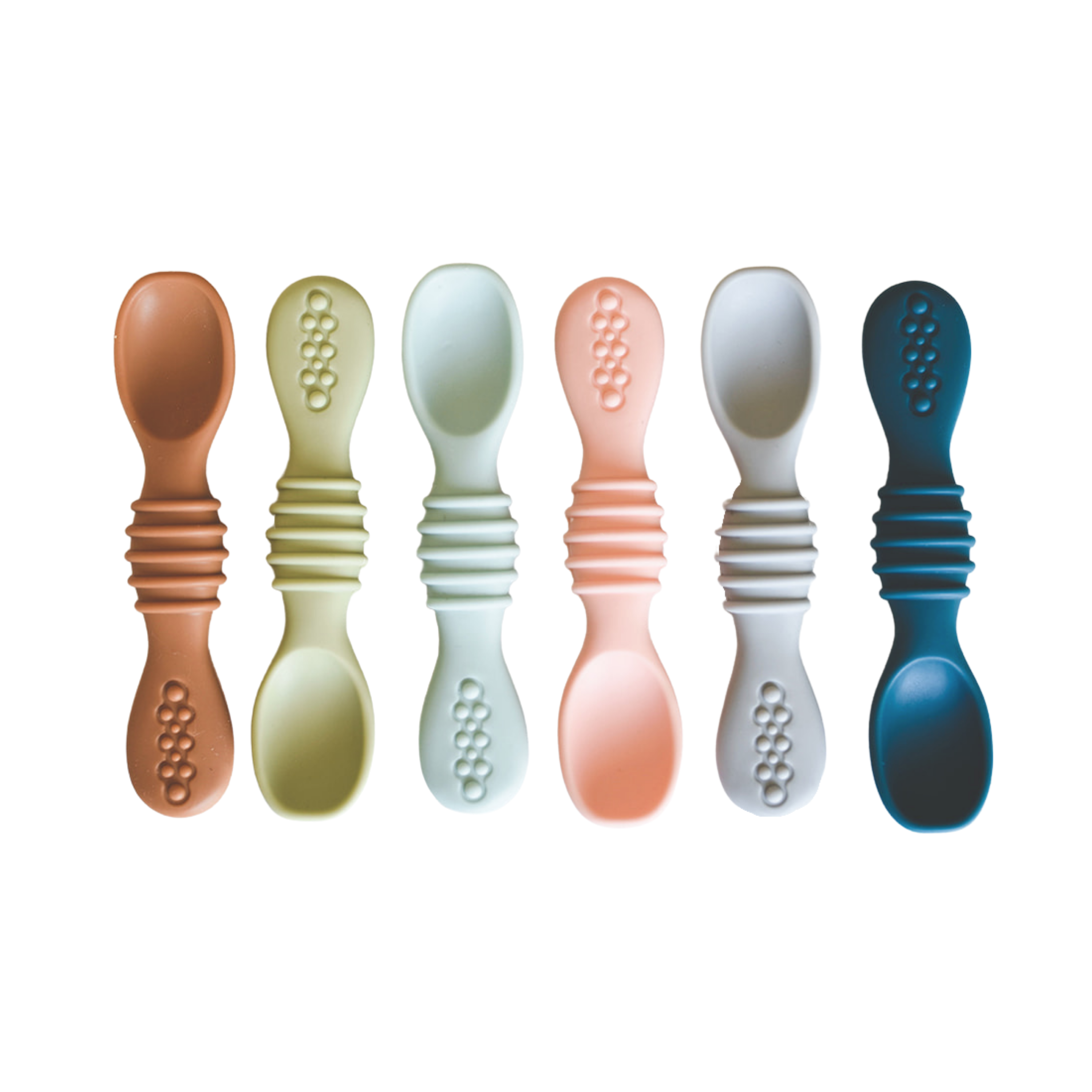 Simka Rose Silicone Baby Spoons - Self Feeding, 6 Months, First Stage Infant Spoons for Babies & Toddlers - Set of 6 BPA Free