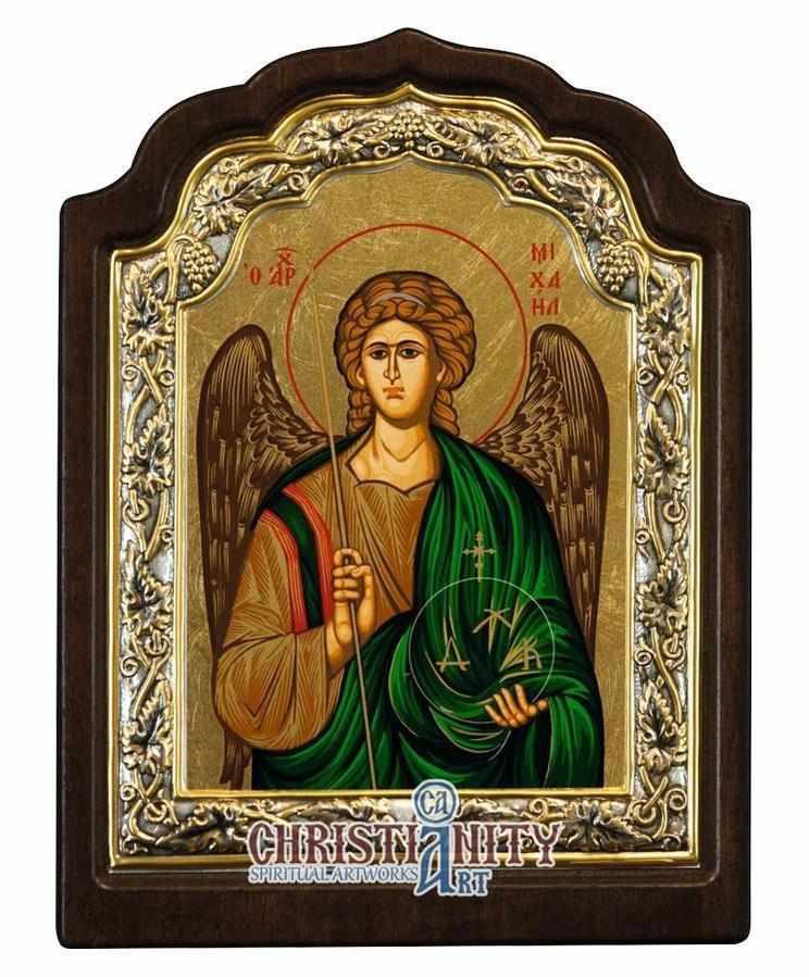 Archangel Michael, Silver Frame Byzantine icon - Christianity Art ...