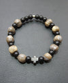 Howlite bracelet with howlite cross-Christianity Art