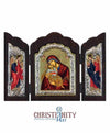 Virgin Mary Glykofilousa - Sweet Kissing (Triptych - Silver icon - T Series)-Christianity Art