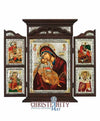 Virgin Mary Glykofilousa - Sweet Kissing (Triptych - Silver icon - T Series)-Christianity Art