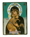 Virgin of Vladimir (Aged - Silver Halo Icon - SWS Series)-Christianity Art