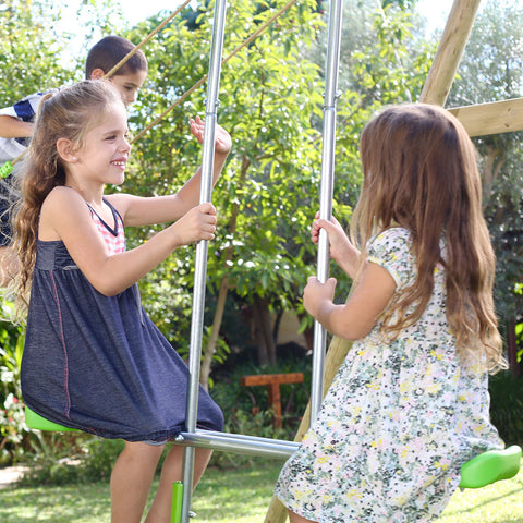 wooden double swing set