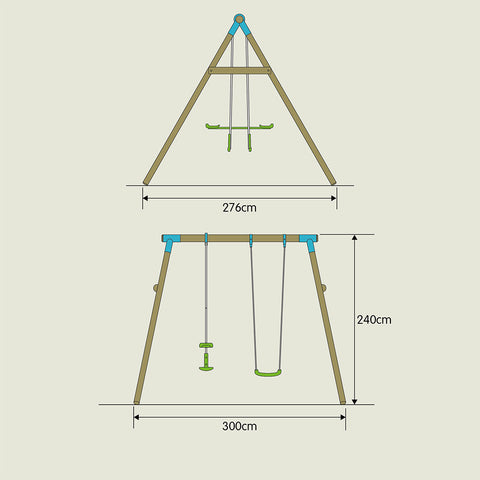 wooden double swing set