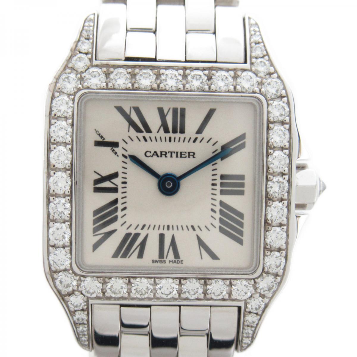 Cartier Santos Demoiselle White Gold Diamond Ladies Watch | Iconics ...