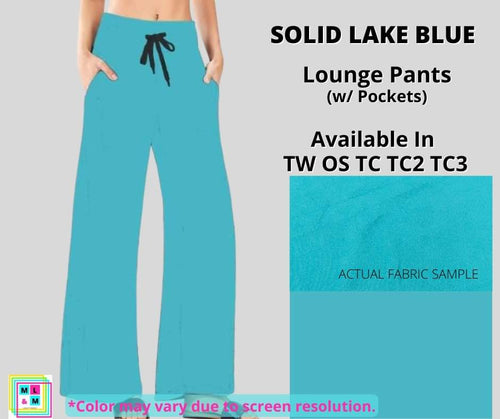 Solid Lake Blue Full Length Lounge Pants