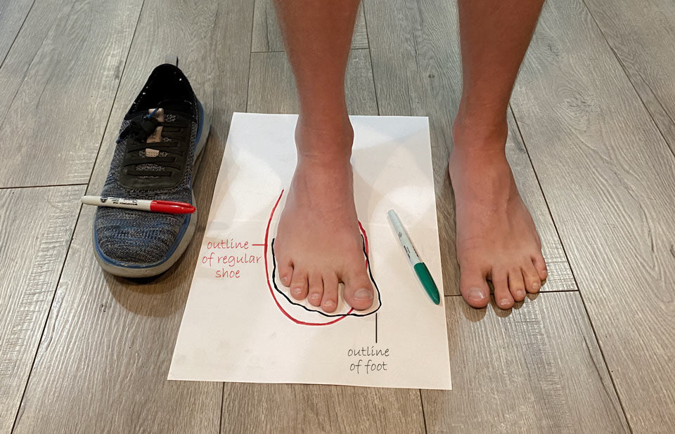 shoe outline vs foot outline