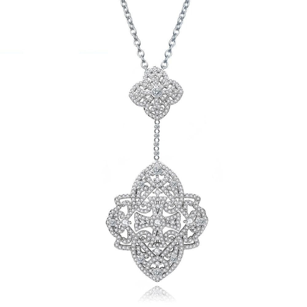 Torshalla Crystal Lace Flowers Cross Pendant on a Link Chain Necklace ...