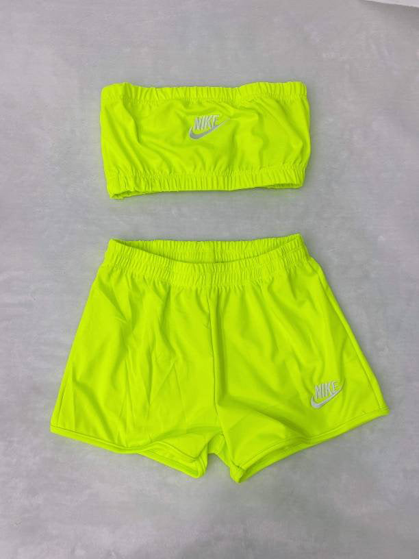 nike tube top shorts set