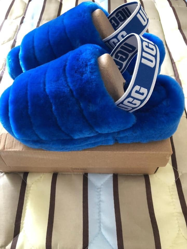 neon blue ugg slippers