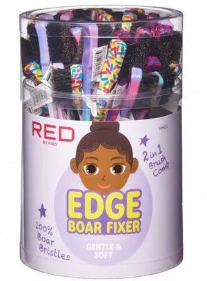 Red by Kiss - Patterned Edge Fixer 2-1 Boar Bristle Brush (HH01J) - Envy Us Beauty Supply
