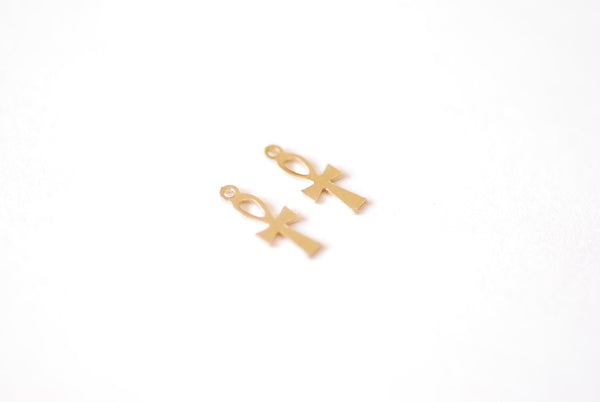 Simple Gold Cross Charms Wholesale in Pewter » Cross Charm