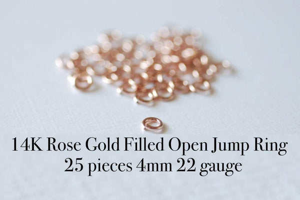 50 or 100 Rose Gold Plated Jump Rings 4mm, Open Loop, Jewelry Making  9-RG-4OL 