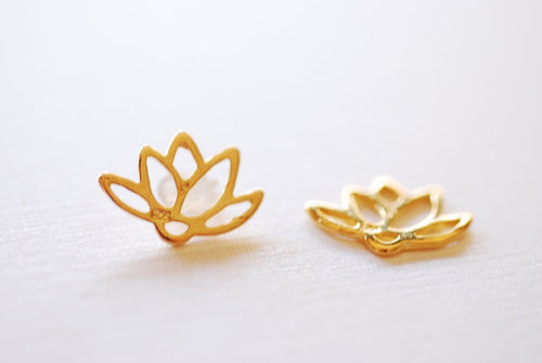 Handmade 100% 925 Sterling Silver Golden Lotus Flower Brooch For