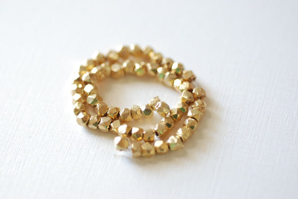 Metal Beads Brass Faceted Spacer Beads Large Hole Beads for Jewelry Making  Beading in Gold Color-100 Pieces size: 5x5 MM 