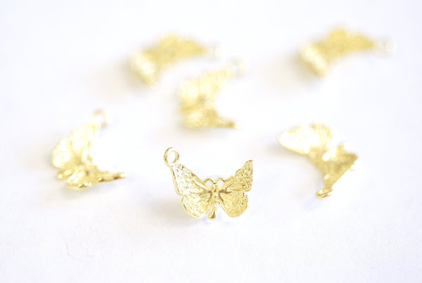 10 Gold Charms Butterfly Charms 10 Pcs (12x10 mm) Gold Plated Charms , G20657