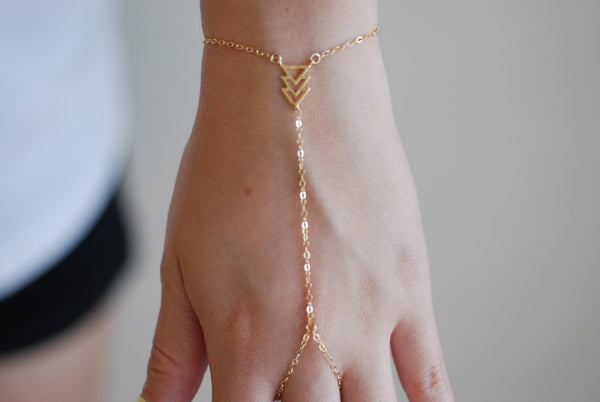 Women Gold Metal Hand Chain Bracelet 2 Connected Rings Boho Luxe Drip  Jewelry | eBay