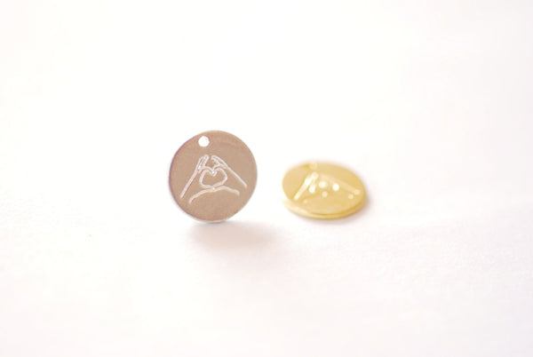 Small Gold Boobs Boobies Breast Disc Round Charm Vermeil 18kk gold plated  925 Sterling silver Stamping Disc Breast Cancer Awareness