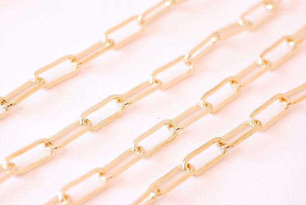 paper clip chain 16k gold plated alloy chain elongated drawn chain 20x85x2mm cable cuban chain unfinished link chain paper clip b273