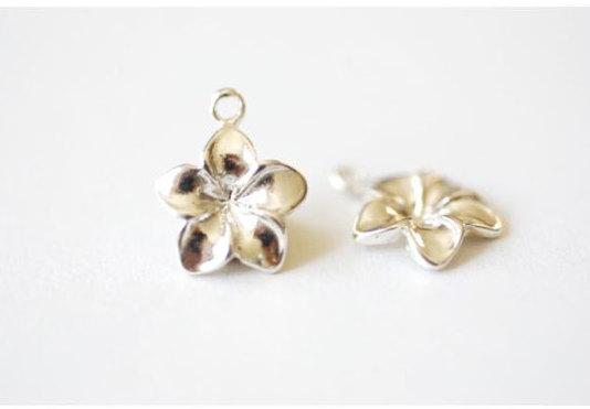 Clearance Flower Rose Charms w/ Leaf (10pcs) (20mm x 10mm / Tibetan Silver) Floral Findings Pendant Bracelet Earrings Zipper Pulls Keychain CHM278