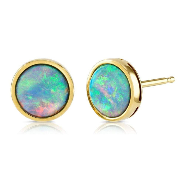 Gold Opal Earrings | 7mm Round set in Gold | by Paul Wright® Jewellery ...