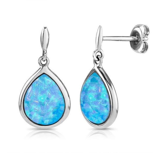 Blue Opal Drop Earrings 8mm - Opalz.ca