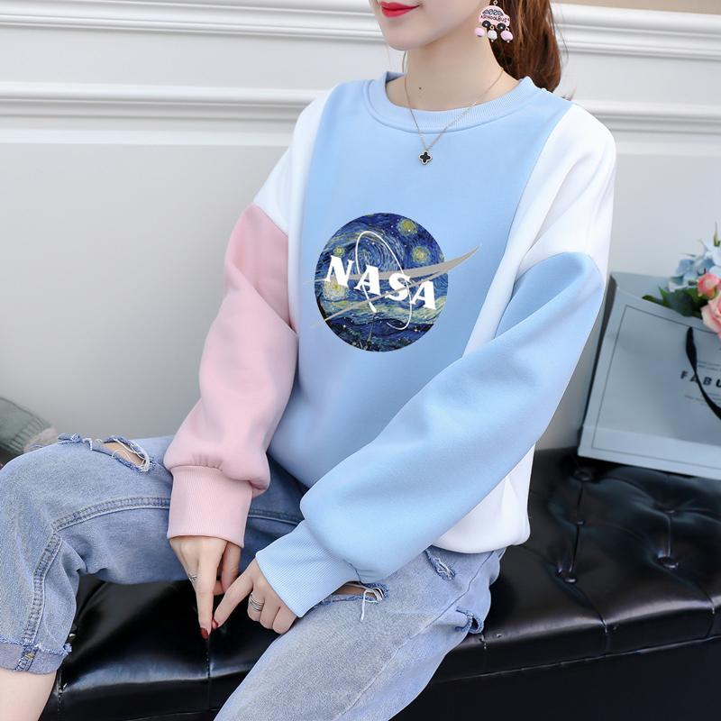 pink and blue nasa sweatshirt