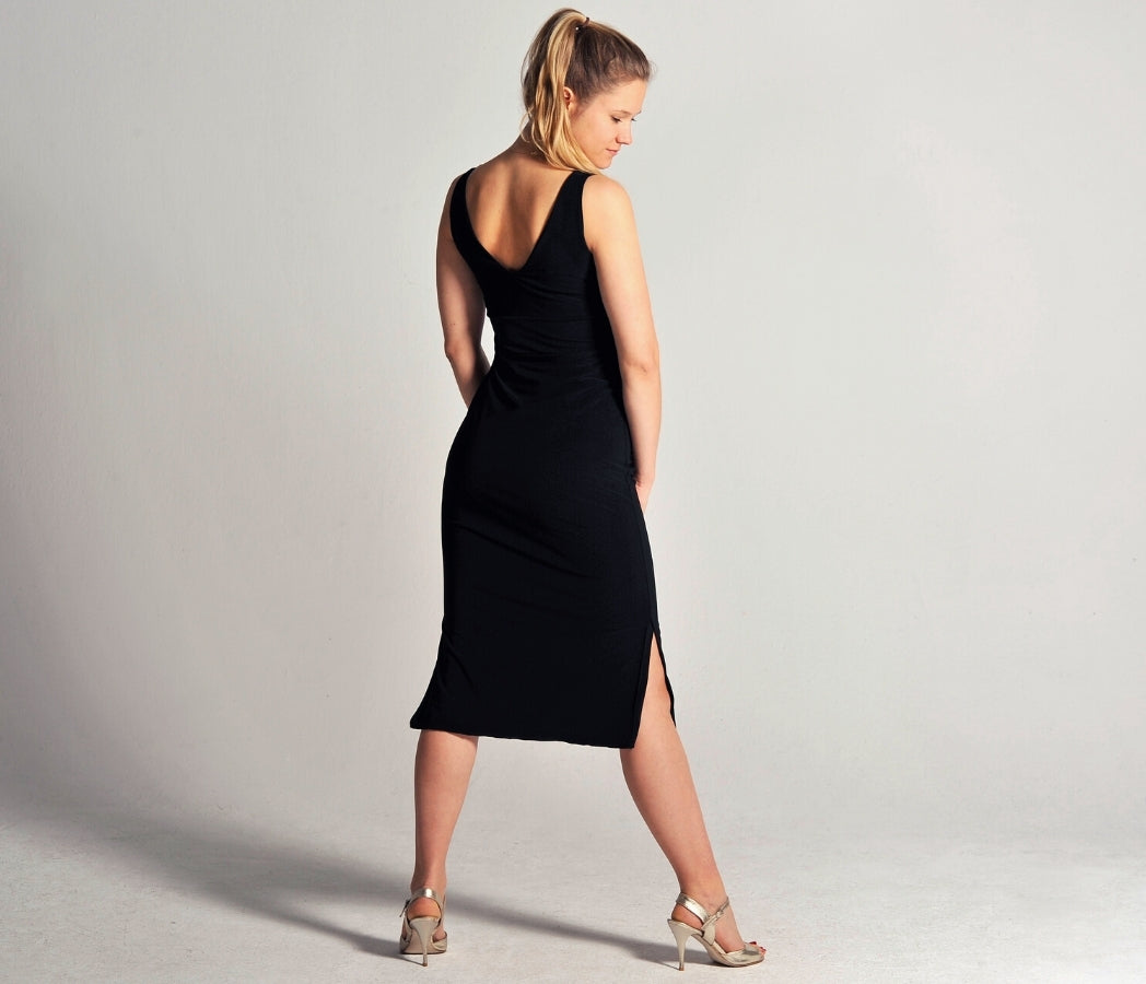 tango dress in black with side slits