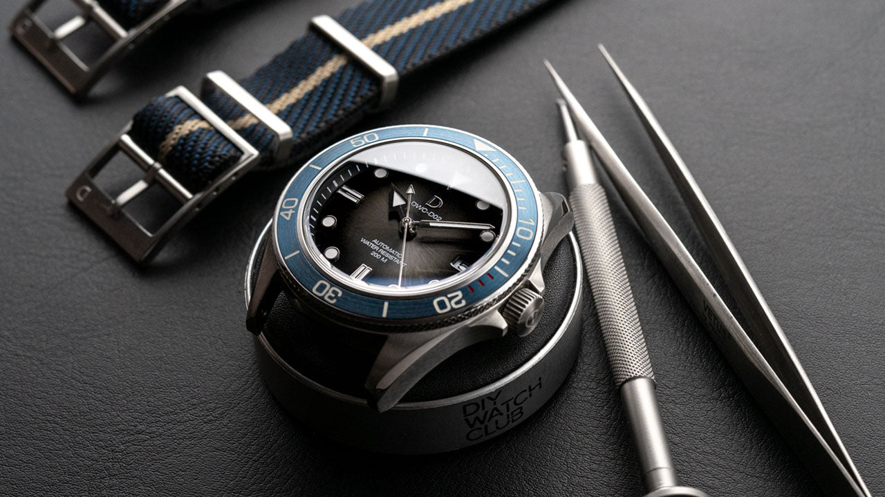 Blue Bronze Dive Watch kit with Nato Strap  D03 Deep Blue Sandwich Di –  DIYWATCH Club
