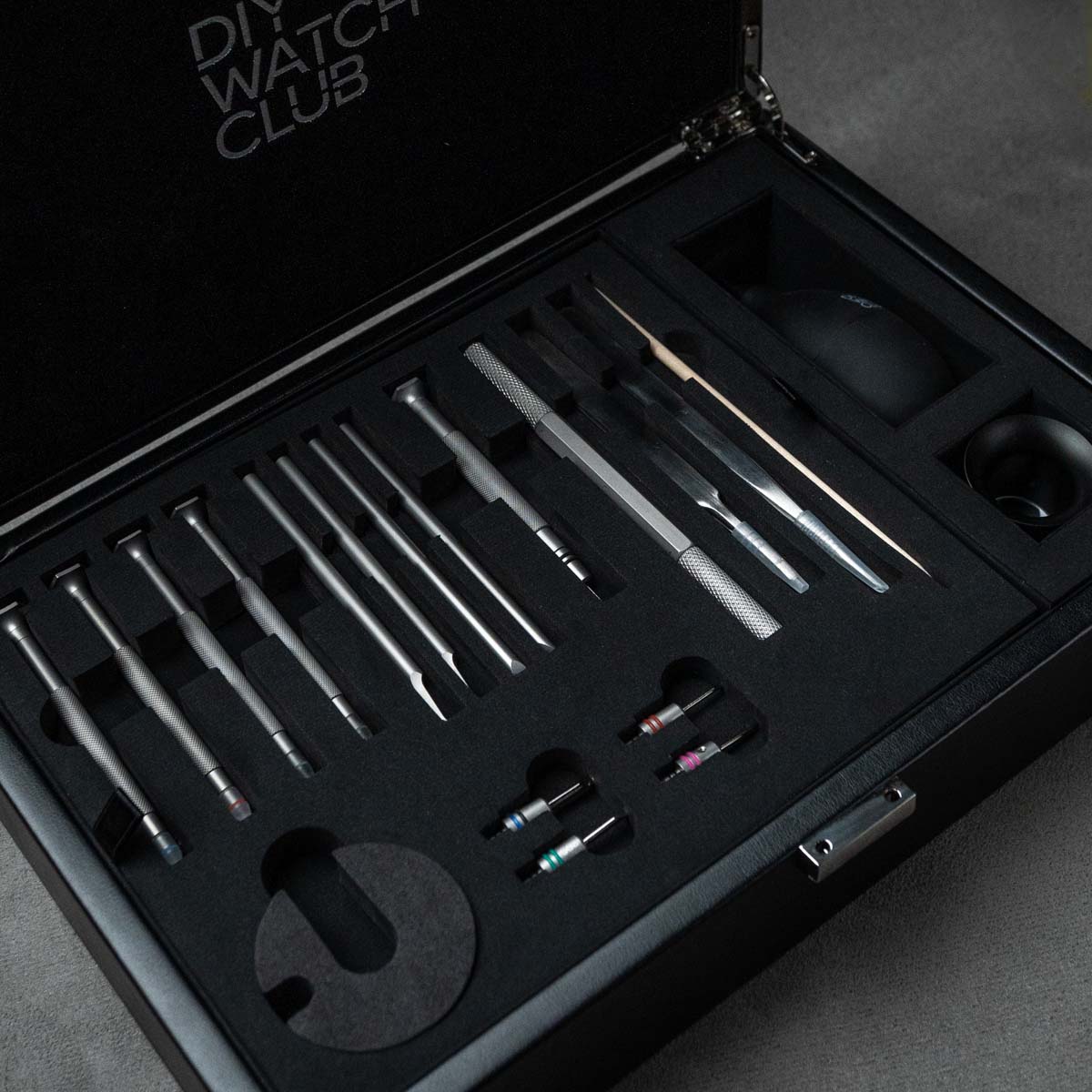 DIY Watch Club watchmaking kit - pro tools box with inhouse designed tools