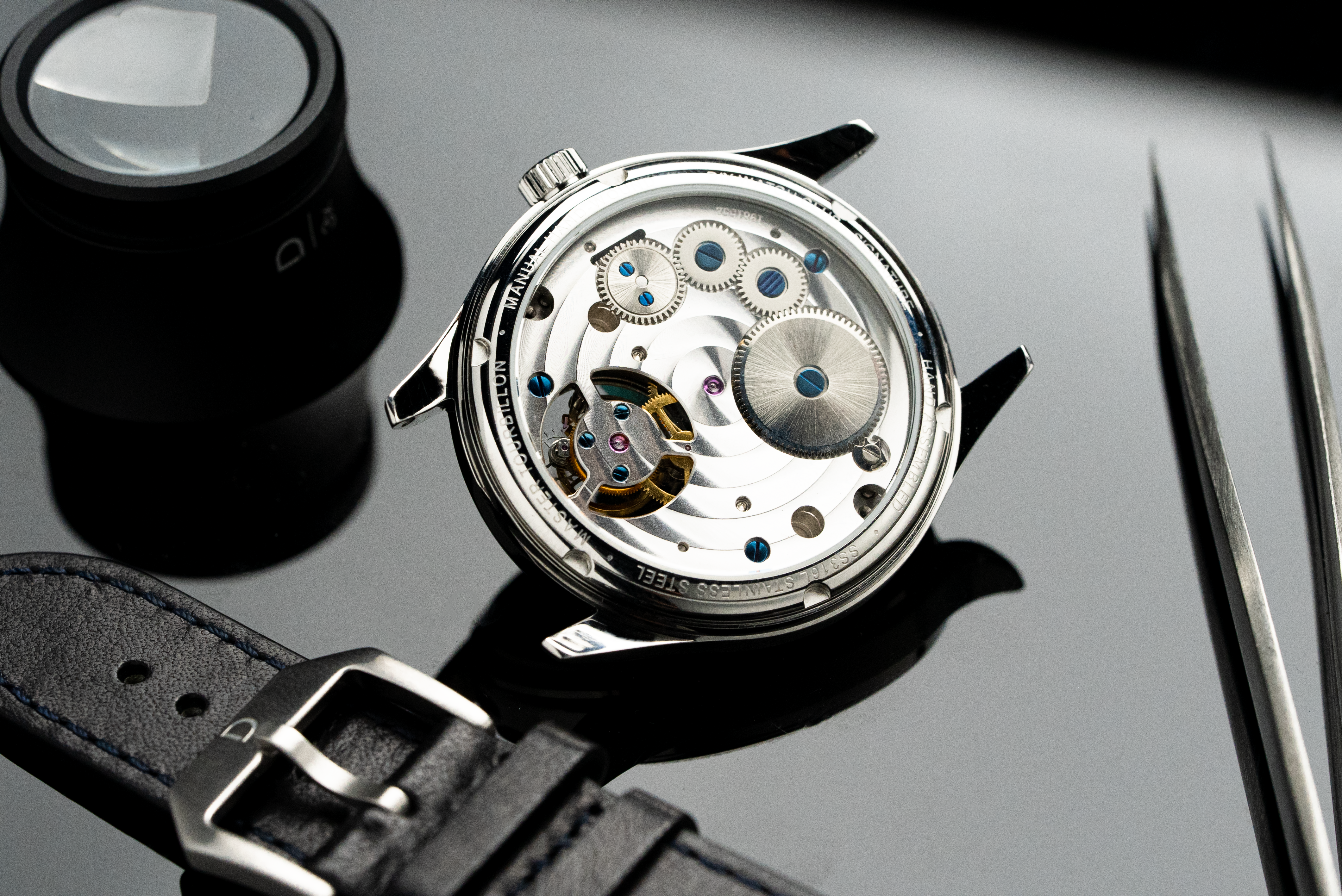 Beautiful backside of a tourbillon movement