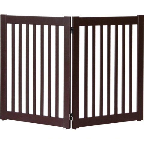 brown colored wooden dog gate