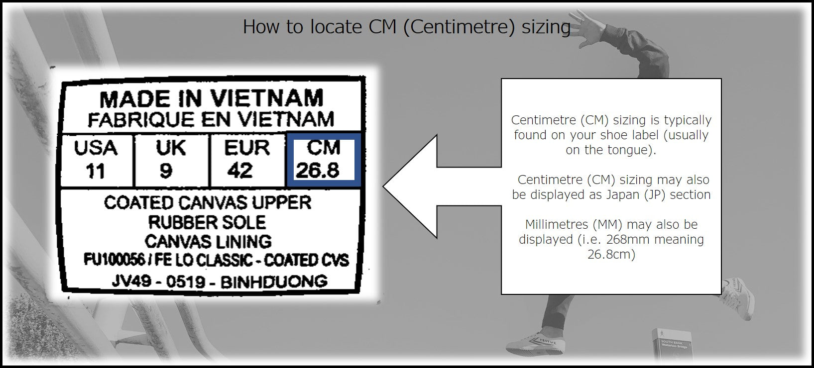 shoe size cm meaning