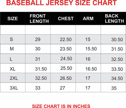 Jersey Size Charts