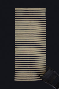 Black & Cream Striped Finely Woven Carpet from Northern Iran .................... 3'7''x11'5''