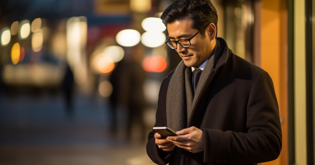 a man organizing his phone as part of building a healthy habit