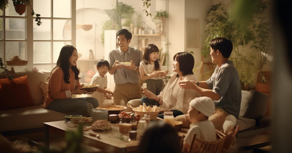 a happy family disconnecting from their gadgets and enjoying each others physical companion as part of building a healthy habit