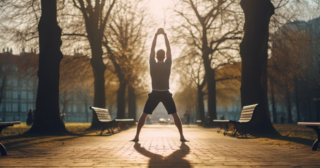 A man doing flexibility exercises as a simple exercises