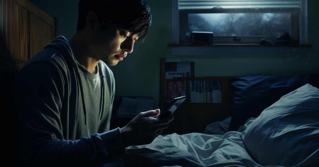 a boy turning of his phone 1 hour before bed as part of building a healthy habit